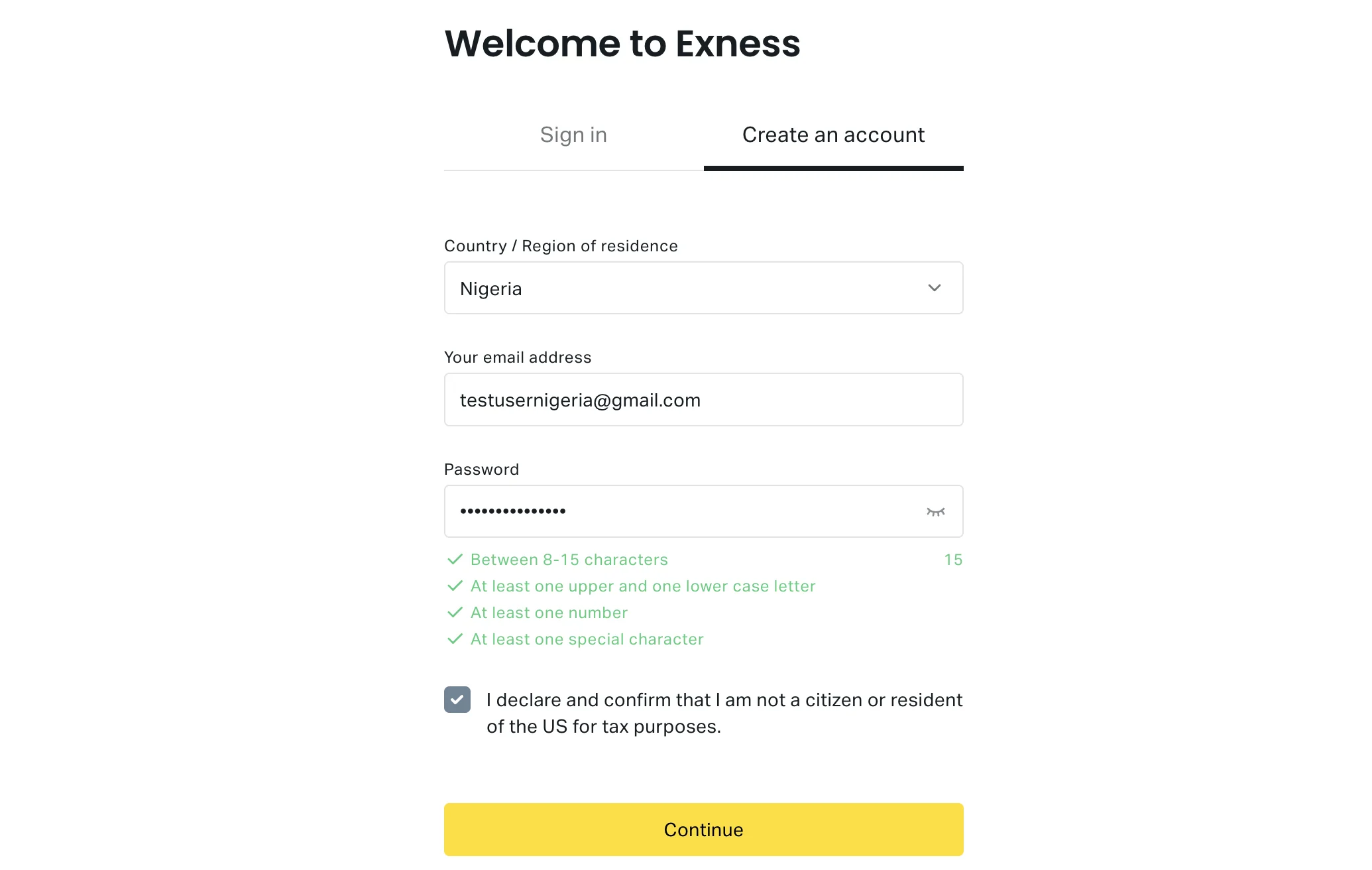 Exness 個人專區註冊