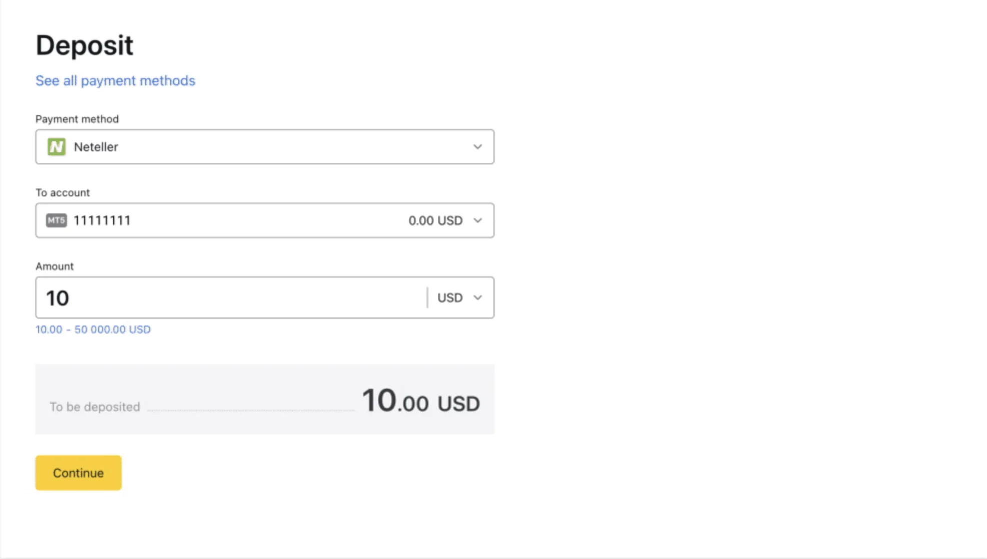 將資金存入您的 Exness 帳戶