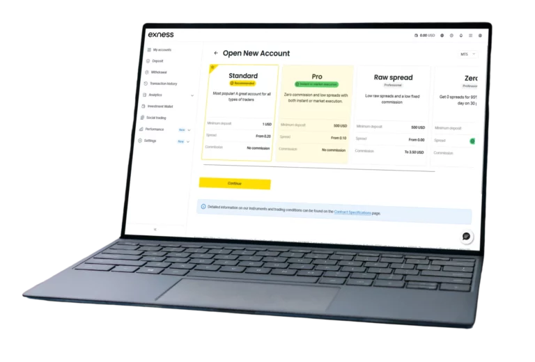 不同的 Exness 帳戶
